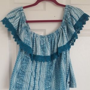 Off shoulder pattern cotton top
